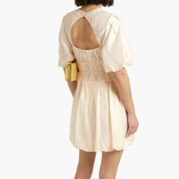 NWT Jonathan Simkhai mini dress with back cutout and puff sleeves - Picture 2 of 9